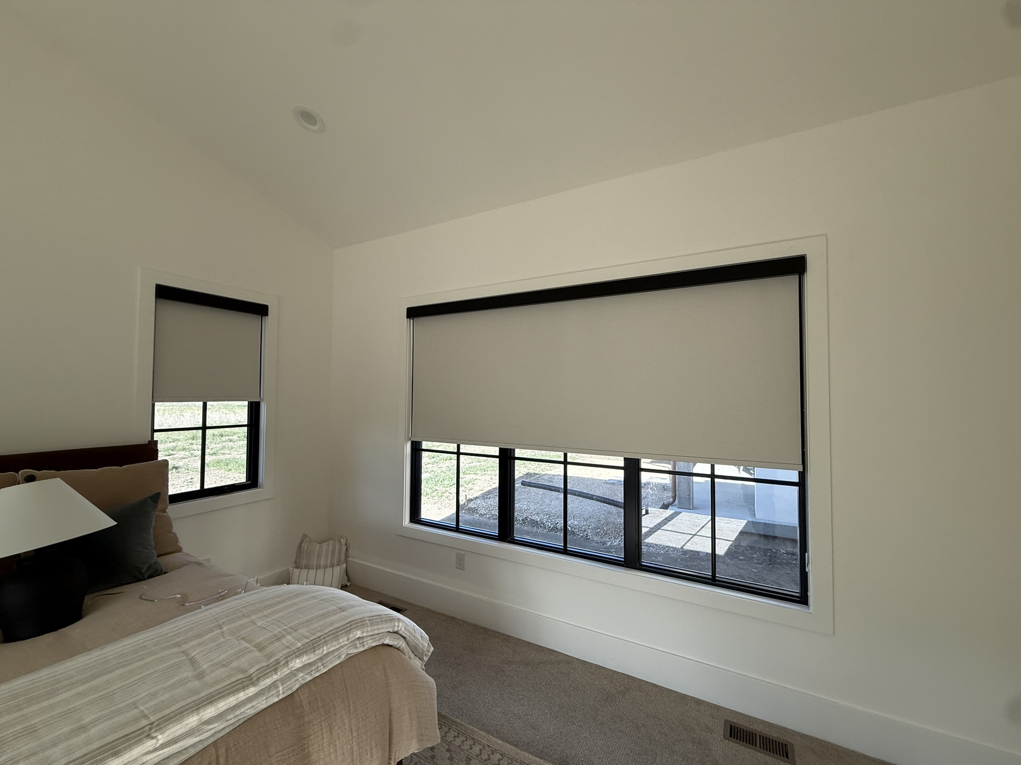 Custom roller shades bedroom